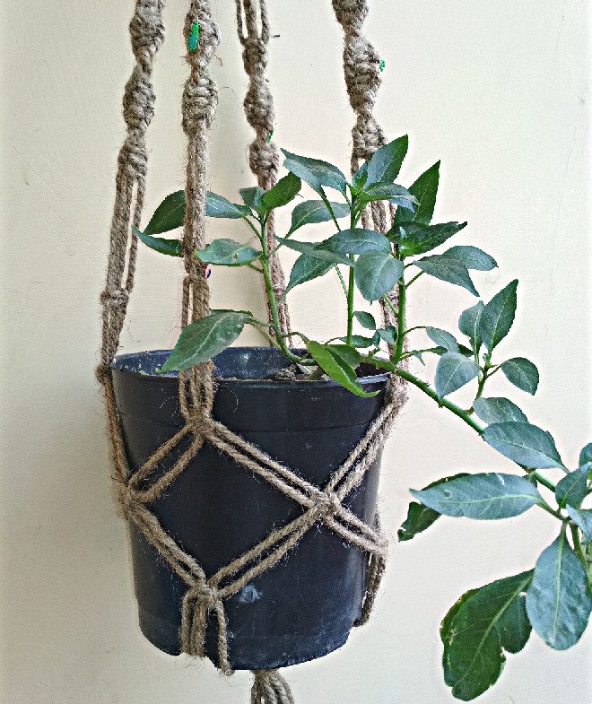 Hanging Pot Holder Macrame Jute Rope Indoor Outdooors Decorative